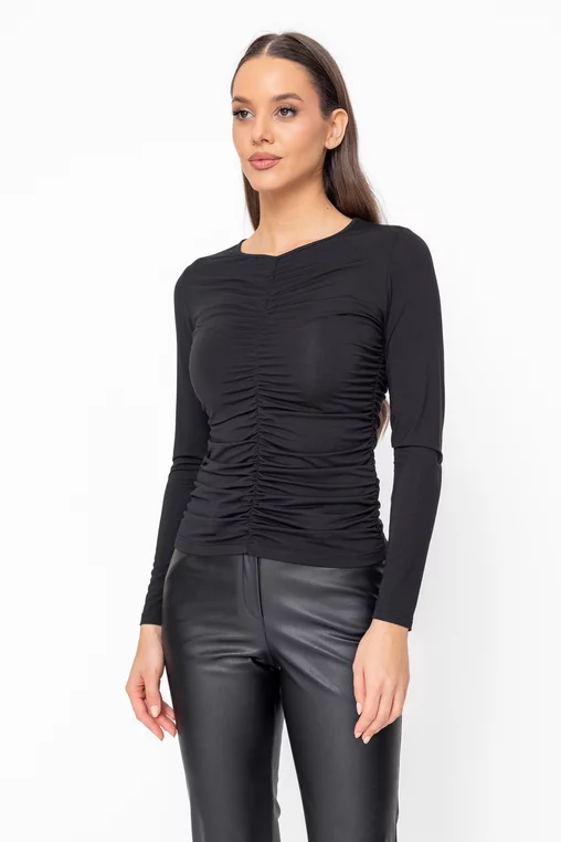 Bluză Caramel încrețită neagră B4611 thumbnail picture - 