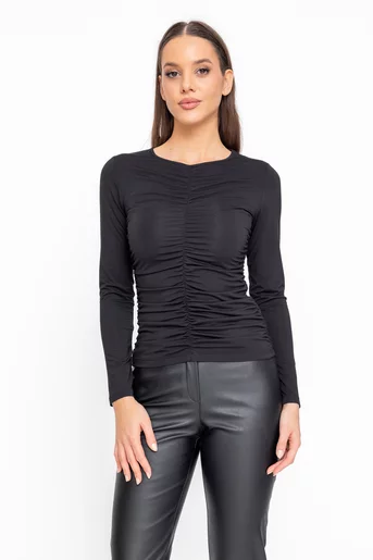 Bluză Caramel încrețită neagră B4611