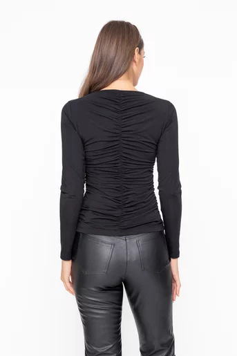 Bluză Caramel încrețită neagră B4611