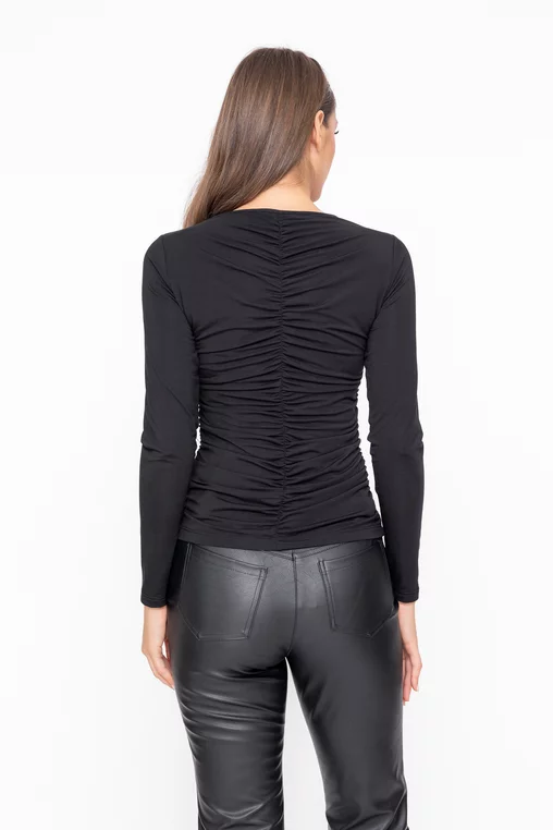 Bluză Caramel încrețită neagră B4611 thumbnail picture - 