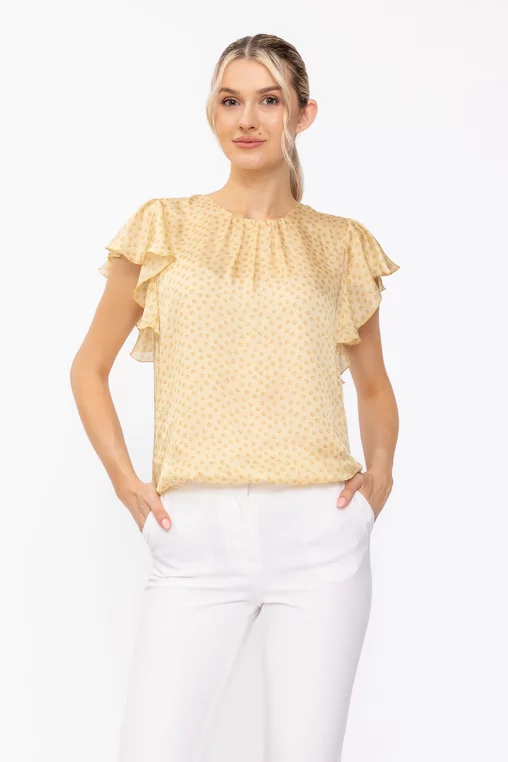 Bluză Caramel lejeră imprimeu buline galbenă  B4629 thumbnail picture - 
