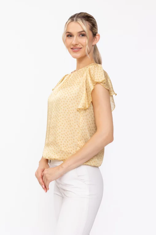 Bluză Caramel lejeră imprimeu buline galbenă  B4629 thumbnail picture - 