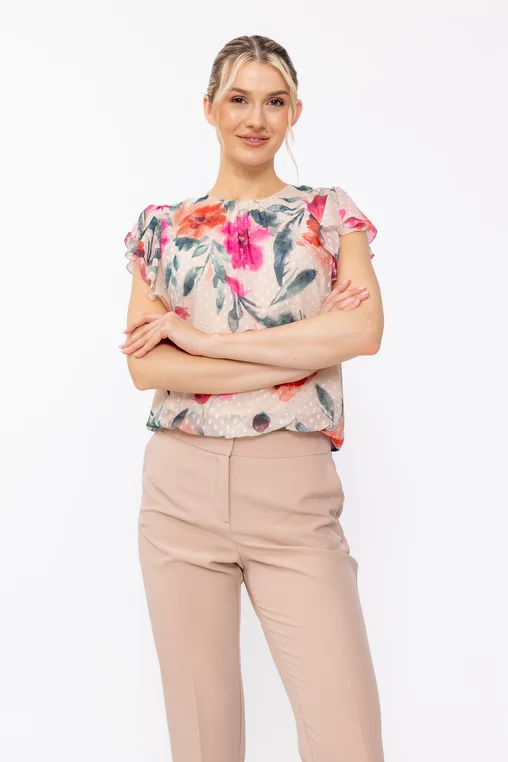 Bluză Caramel lejeră imprimeu floral multicolor  B4629 thumbnail picture - 