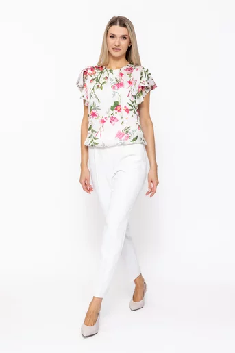 Bluză Caramel lejeră ivory voal imprimat B4629