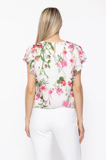 Bluză Caramel lejeră ivory voal imprimat B4629