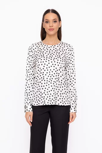 Bluză Caramel vâscoză imprimeu buline ivory B4608