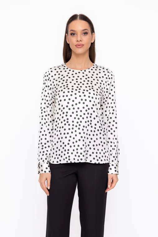 Bluză Caramel vâscoză imprimeu buline ivory B4608 thumbnail picture - 