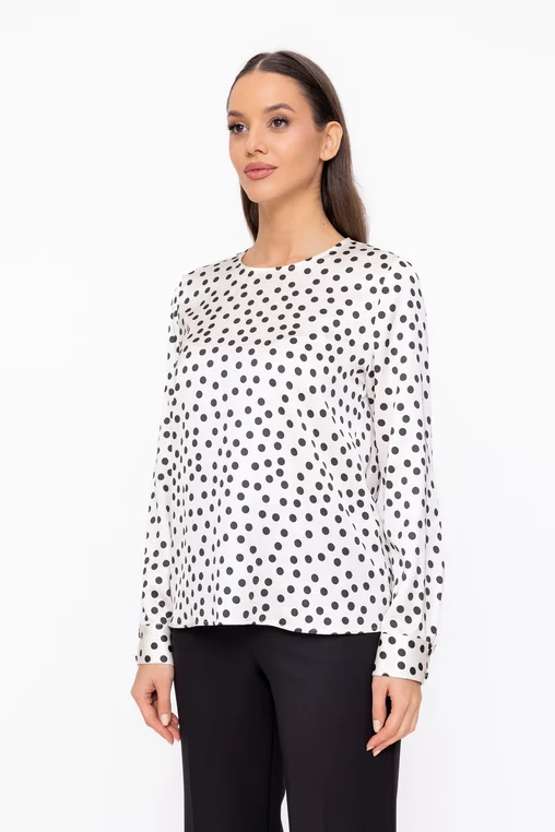 Bluză Caramel vâscoză imprimeu buline ivory B4608 thumbnail picture - 