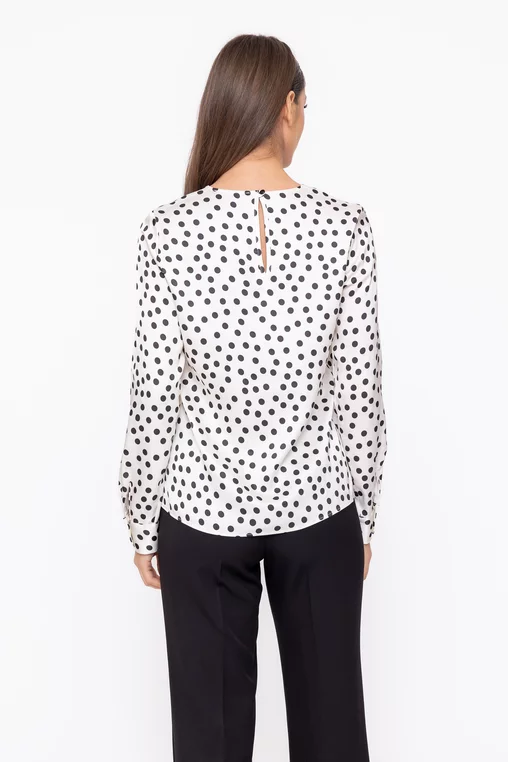 Bluză Caramel vâscoză imprimeu buline ivory B4608 thumbnail picture - 