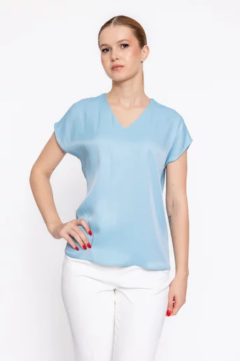 Bluza Caramel vâscoză satinată bleu B4624