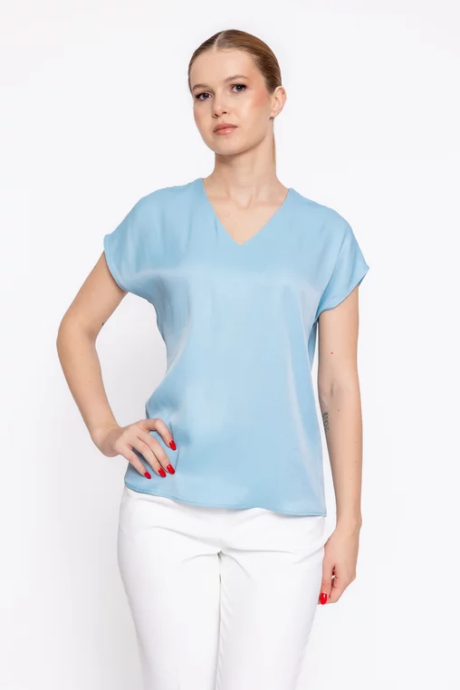 Bluza Caramel vâscoză satinată bleu B4624 thumbnail picture - 