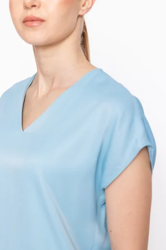 Bluza Caramel vâscoză satinată bleu B4624