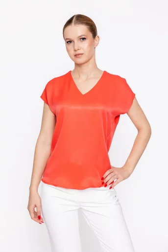 Bluza Caramel vâscoză satinată corai B4624