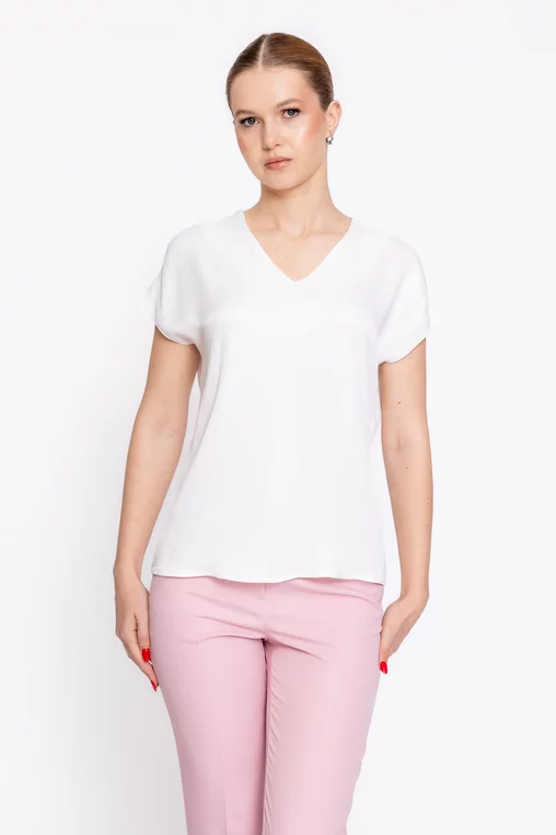 Bluza Caramel vâscoză satinată ivory B4624 thumbnail picture - 