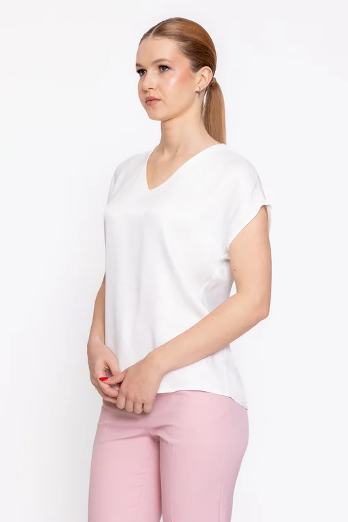 Bluza Caramel vâscoză satinată ivory B4624 thumbnail picture - 