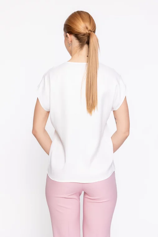 Bluza Caramel vâscoză satinată ivory B4624 thumbnail picture - 