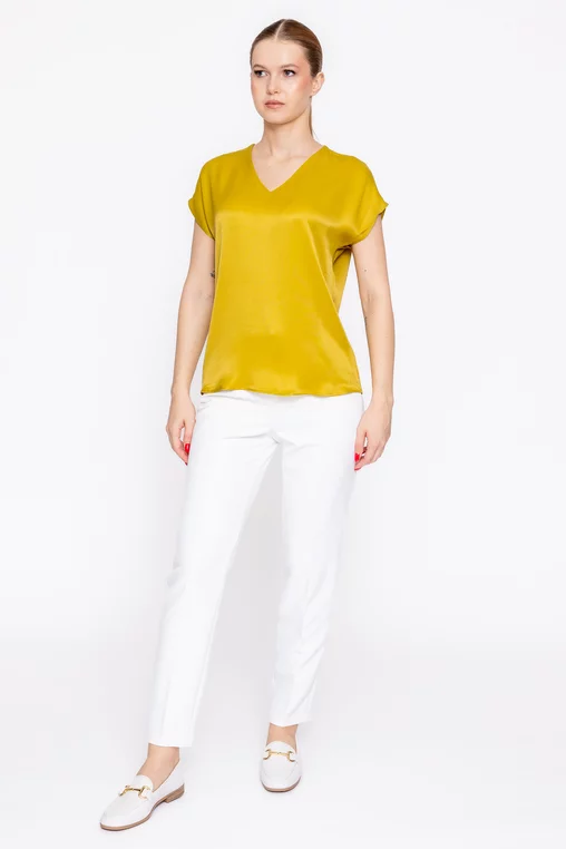 Bluza Caramel vâscoză satinată lime B4624 thumbnail picture - 