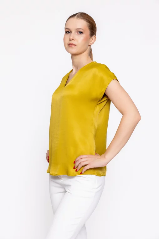 Bluza Caramel vâscoză satinată lime B4624 thumbnail picture - 