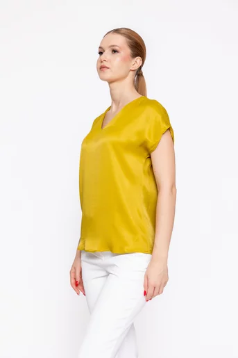 Bluza Caramel vâscoză satinată lime B4624