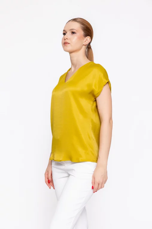 Bluza Caramel vâscoză satinată lime B4624 thumbnail picture - 