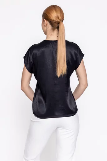 Bluza Caramel vâscoză satinată neagră B4624