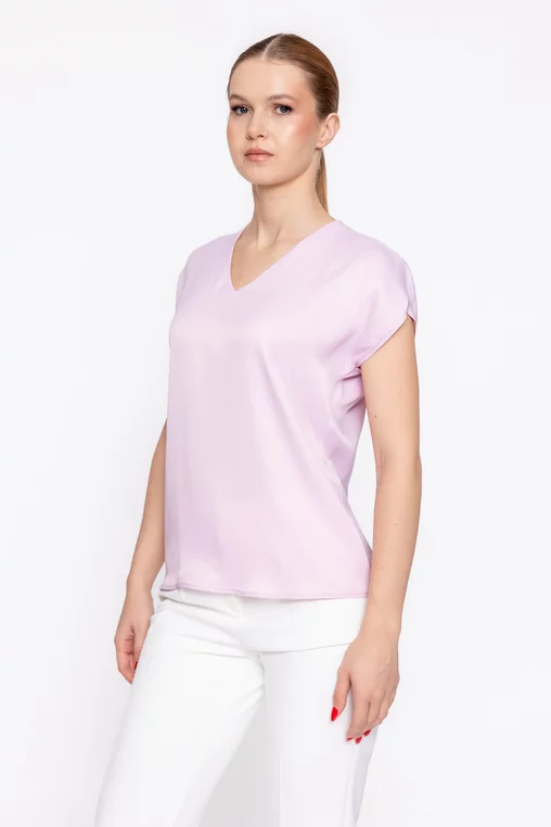 Bluza Caramel vâscoză satinată roz B4624 thumbnail picture - 