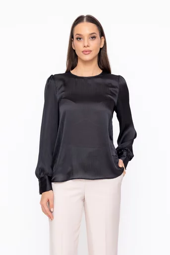 Bluză Caramel voal satinat cu striații negru B4609