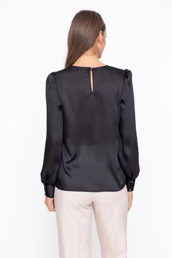 Bluză Caramel voal satinat cu striații negru B4609