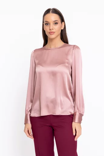Bluză Caramel voal satinat cu striații roz B4609
