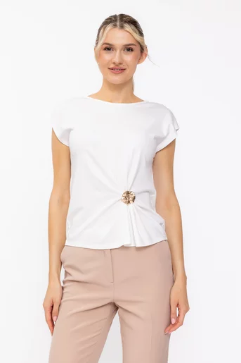 Bluză casual cu accesoriu albă B4630