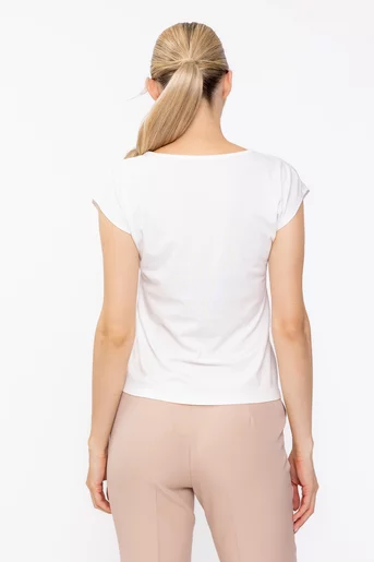 Bluză casual cu accesoriu albă B4630