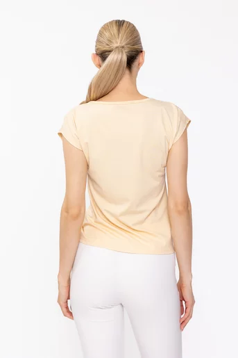 Bluză casual cu accesoriu galben-vanilie B4630