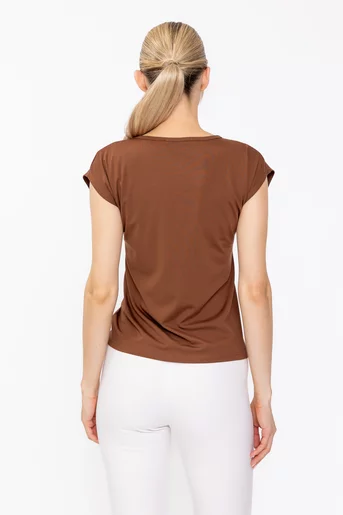 Bluză casual cu accesoriu maro B4630