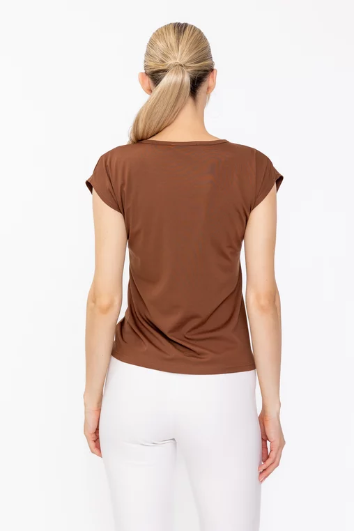 Bluză casual cu accesoriu maro B4630 thumbnail picture - 