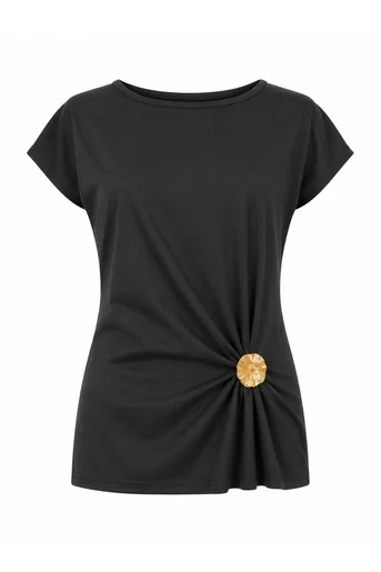 Bluză casual cu accesoriu neagră B4630