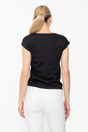 Bluză casual cu accesoriu neagră B4630