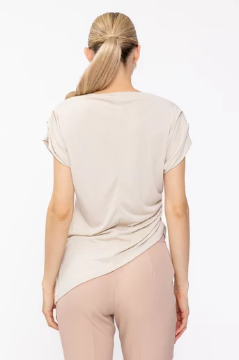 Bluză casual cu colț asimetric crem BLA60503