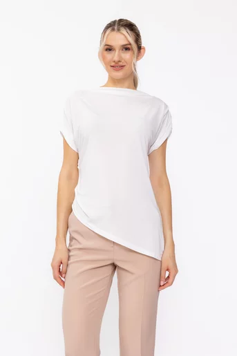 Bluză casual cu colț asimetric ivory BLA60503