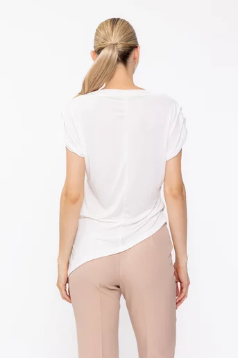 Bluză casual cu colț asimetric ivory BLA60503