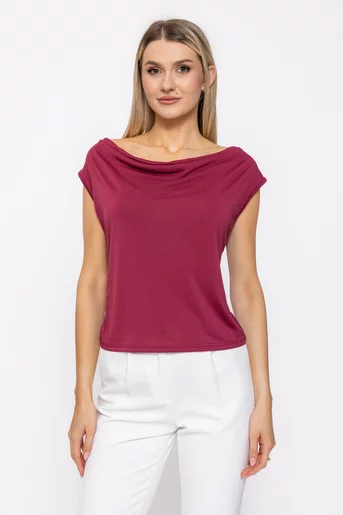 Bluză casual cu decolteu căzut burgundy BKC60508