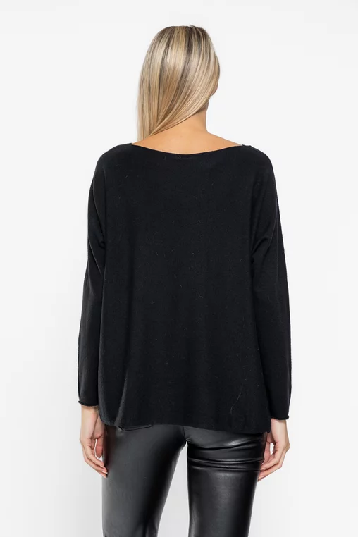 Bluză casual cu decolteu în v neagră BLA1008 thumbnail picture - 