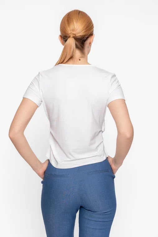 Bluză casual cu decolteu suprapus ivory BSUN60303 thumbnail picture - 