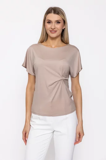 Bluză casual cu nod bej BKC60506