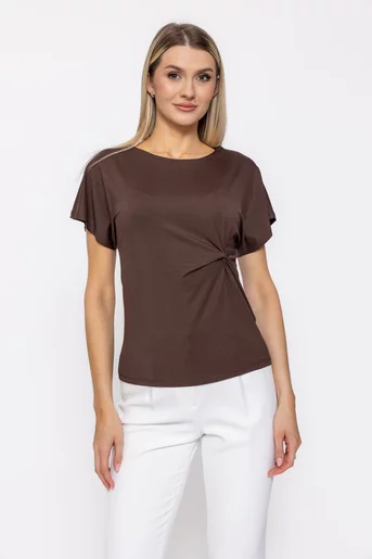 Bluză casual cu nod maro BKC60506