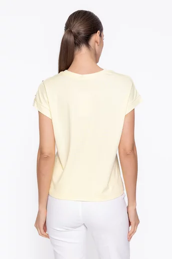 Bluză casual cu pietre galbenă BKC60301