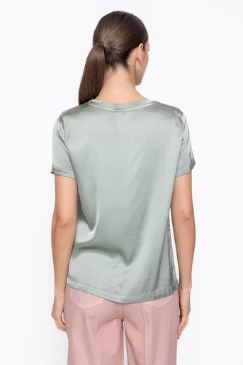 Bluză casual din vâscoză satinată kaki BVI60305