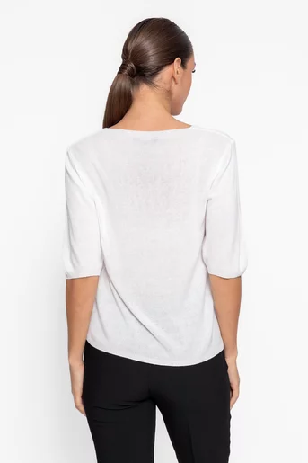 Bluză casual în V ivory BHD60212