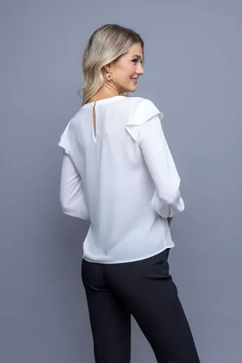 Bluza cu decupaj si voaln asimetric ivory B4325