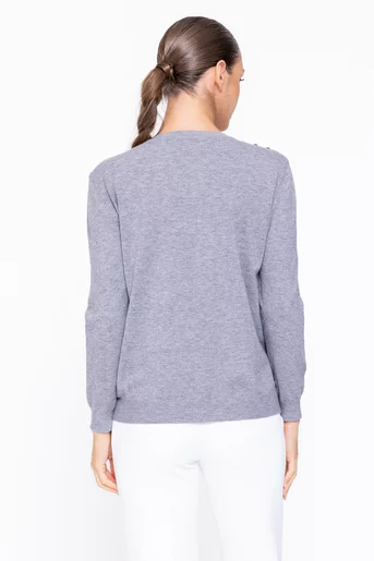 Bluză decolteu rotund decorată cu paiete gri BDP1108