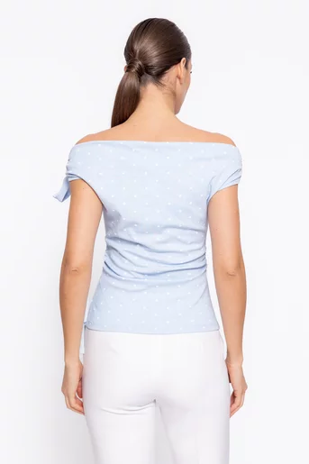 Bluză din bumbac imprimeu buline bleu BZD60203